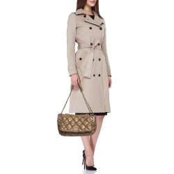 Pre Owned Chanel Olive Green Quilted Leather Bubble Accordion Flap Bag