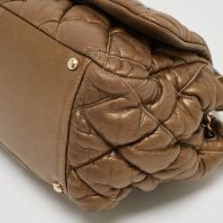 Pre Owned Chanel Olive Green Quilted Leather Bubble Accordion Flap Bag