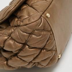 Pre Owned Chanel Olive Green Quilted Leather Bubble Accordion Flap Bag