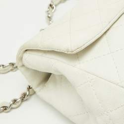 Chanel Off White Quilted Caviar Leather Maxi Classic Single Flap Bag