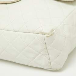 Chanel Off White Quilted Caviar Leather Maxi Classic Single Flap Bag