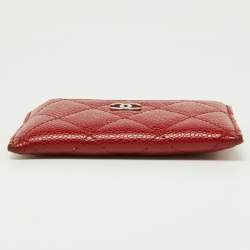 Chanel Red Quilted Caviar Leather CC Card Case