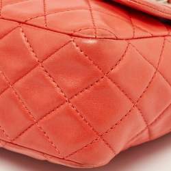 مملوكة مسبقًا Chanel Coral Red Quilted Lambskin Leather Jumbo Classic Single Flap Bag