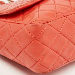 مملوكة مسبقًا Chanel Coral Red Quilted Lambskin Leather Jumbo Classic Single Flap Bag