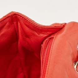 مملوكة مسبقًا Chanel Coral Red Quilted Lambskin Leather Jumbo Classic Single Flap Bag