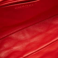 مملوكة مسبقًا Chanel Coral Red Quilted Lambskin Leather Jumbo Classic Single Flap Bag