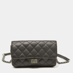 Pre Owned Chanel Grey Quilted Leather Reissue 2.55 Waist Belt Bag