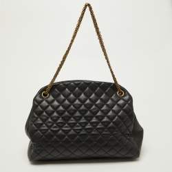 Pre Owned Chanel Black Quilted Leather Just Mademoiselle Bowler Bag