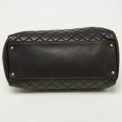 Pre Owned Chanel Black Quilted Leather Just Mademoiselle Bowler Bag