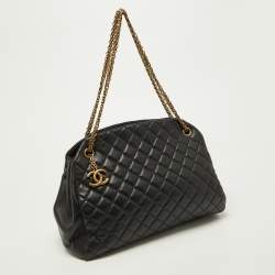 Pre Owned Chanel Black Quilted Leather Just Mademoiselle Bowler Bag