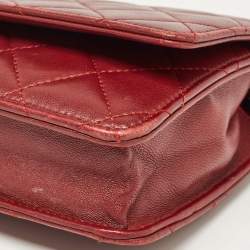 Chanel Burgundy Quilted Leather Classic Wallet on Chain 