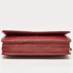 Chanel Burgundy Quilted Leather Classic Wallet on Chain 