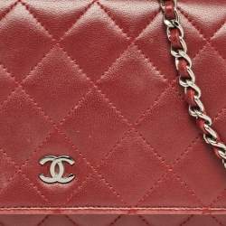 Chanel Burgundy Quilted Leather Classic Wallet on Chain 