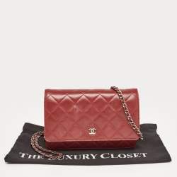 Chanel Burgundy Quilted Leather Classic Wallet on Chain 