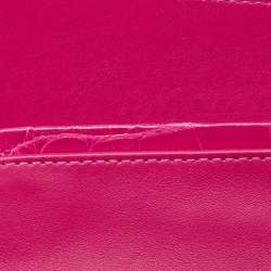 Pre Owned حقيبة شانيل كلاسيك جلد وجلد لامع أسود/ أحمر بقلاب مزدوج متوسطة