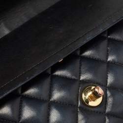 Pre Owned Chanel Navy Blue Quilted Leather Medium Classic Double Flap Bag