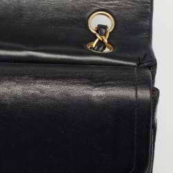 Pre Owned Chanel Navy Blue Quilted Leather Medium Classic Double Flap Bag