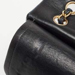 Pre Owned Chanel Navy Blue Quilted Leather Medium Classic Double Flap Bag