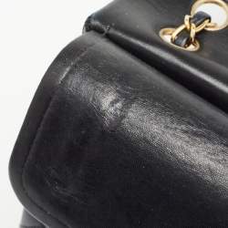 Pre Owned Chanel Navy Blue Quilted Leather Medium Classic Double Flap Bag