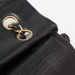 Pre Owned Chanel Navy Blue Quilted Leather Medium Classic Double Flap Bag
