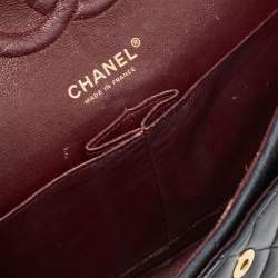 Pre Owned Chanel Navy Blue Quilted Leather Medium Classic Double Flap Bag