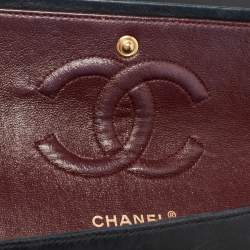 Pre Owned Chanel Navy Blue Quilted Leather Medium Classic Double Flap Bag