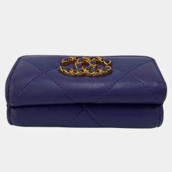 Chanel Purple Lambskin Leather 19 Trifold Wallet  