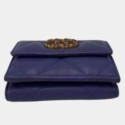 Chanel Purple Lambskin Leather 19 Trifold Wallet  