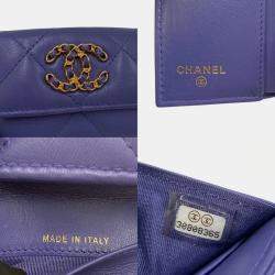 Chanel Purple Lambskin Leather 19 Trifold Wallet  