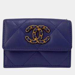 Chanel Purple Lambskin Leather 19 Trifold Wallet  