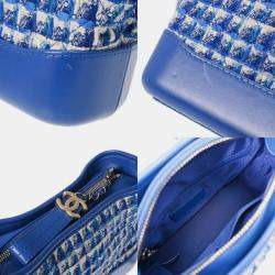 CHANEL Blue Tweed/Calf Small Gabrielle de Chanel  Hobo Shoulder Bag