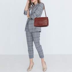 Pre Owned Chanel Dark Red Caviar Leather Large CC Timeless Flap Bag