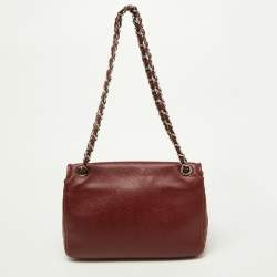 Pre Owned Chanel Dark Red Caviar Leather Large CC Timeless Flap Bag