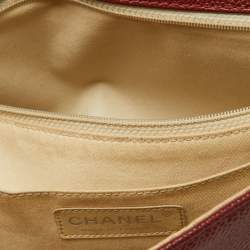 Pre Owned Chanel Dark Red Caviar Leather Large CC Timeless Flap Bag