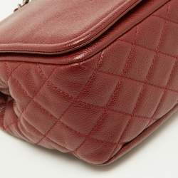 Pre Owned Chanel Dark Red Caviar Leather Large CC Timeless Flap Bag