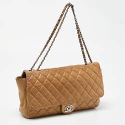 Pre Owned Chanel Beige Quilted Leather Jumbo Coco Rain Flap Bag
