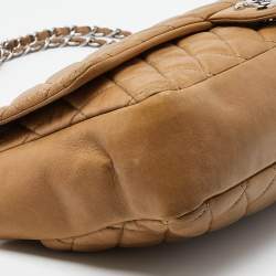Pre Owned Chanel Beige Quilted Leather Jumbo Coco Rain Flap Bag