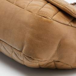Pre Owned Chanel Beige Quilted Leather Jumbo Coco Rain Flap Bag