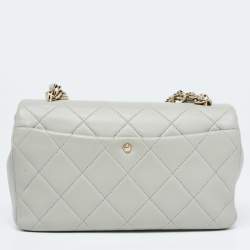 Chanel Grey Quilted Leather Resin Bi-Color Chain Flap Bag