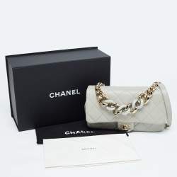 Chanel Grey Quilted Leather Resin Bi-Color Chain Flap Bag