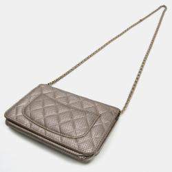 Chanel Silver Perforated Classic Wallet On Chain