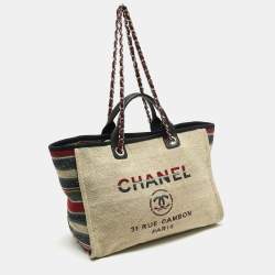 Chanel Multicolor Stripe Canvas and Leather Large Deauville Shopper Tote