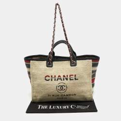 Chanel Multicolor Stripe Canvas and Leather Large Deauville Shopper Tote