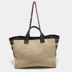 Chanel Multicolor Stripe Canvas and Leather Large Deauville Shopper Tote