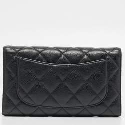 Chanel Black Quilted Caviar Leather Classic L Flap Wallet