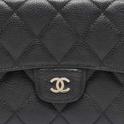 Chanel Black Quilted Caviar Leather Classic L Flap Wallet