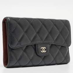 Chanel Black Quilted Caviar Leather Classic L Flap Wallet