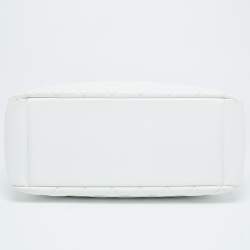 Pre Owned Chanel White Quilted Caviar Leather Grand Shopping Tote