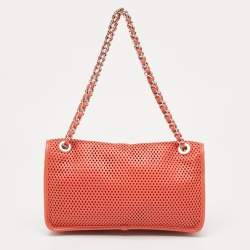 Pre Owned Chanel Red Perforated Leather Up in the Air Flap Bag