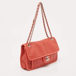 Pre Owned Chanel Red Perforated Leather Up in the Air Flap Bag
